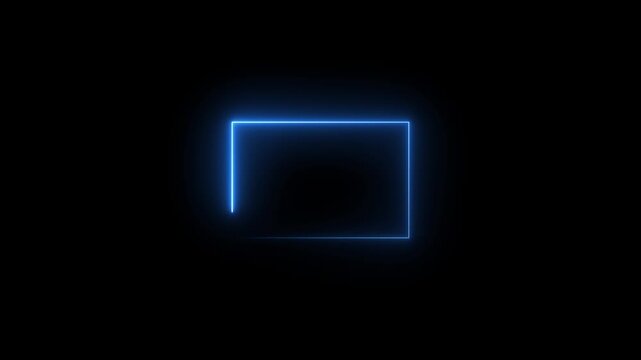 glowing neon square rectangle picture frame abstract, futuristic, neon, counter, moving, countdown, media, 4k video.