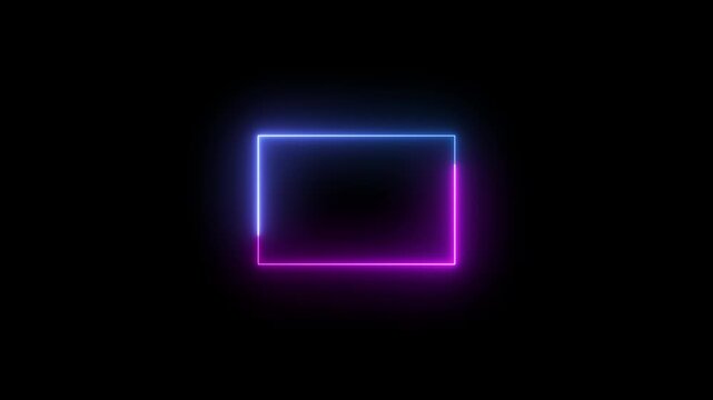 glowing neon square rectangle picture frame abstract, futuristic, neon, counter, moving, countdown, media, 4k video.