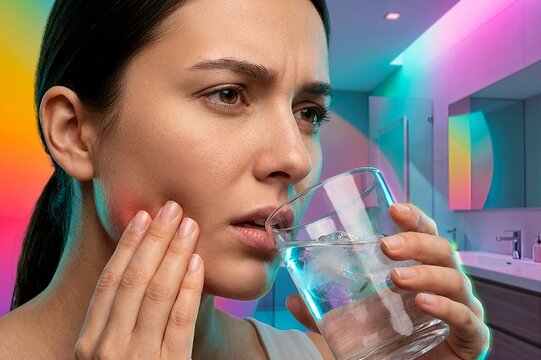 Dental problem of pain triggered by cold beverages, promoting oral health awareness, preventive dental care, and the importance of professional treatment