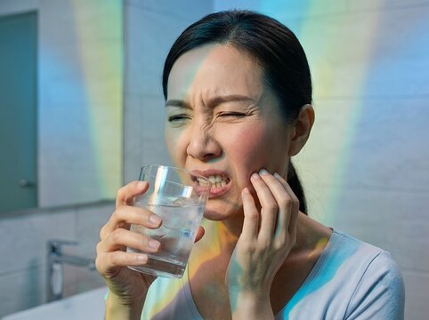 Dental problem of pain triggered by cold beverages, promoting oral health awareness, preventive dental care, and the importance of professional treatment