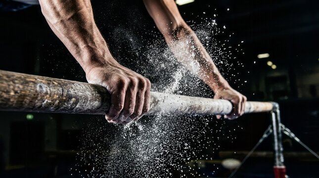 Gymnast Performing on Parallel Bars