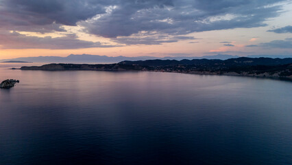 Fototapeta premium Mathraki, Diakopo, Karavi islands in Corfu during sunset