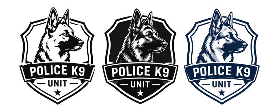 Set of three different dog head silhouette vector design