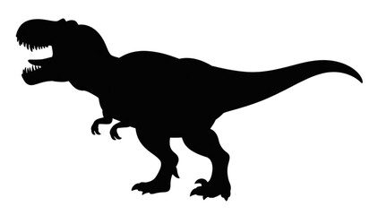 Black silhouette of a fierce t-rex dinosaur standing upright Vector © MST SUETI