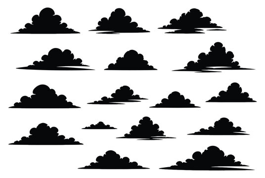 silhouettes of clouds vector sets for architecture render, Cloud silhouettes are used as modern sets to render (1)