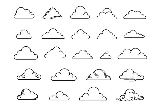 silhouettes of clouds vector sets for architecture render, Cloud silhouettes are used as modern sets to render (2)