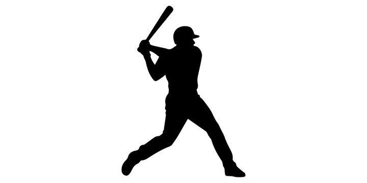 Baseball player silhouettes, boy softball athlete hitting bat and catching ball, sports action poses set, isolated black vector illustration on white background, baseball  silhouette vector white back