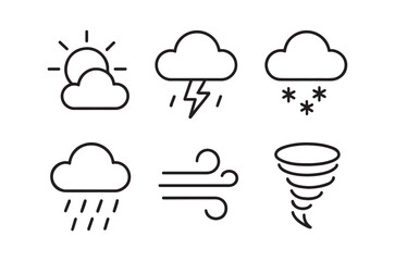 Obraz premium weather icons set line style cloud sun