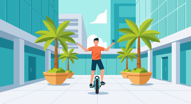 Man riding a self-balancing electric unicycle outdoors.