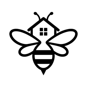 Minimalist Bee House Logo Vector Illustration