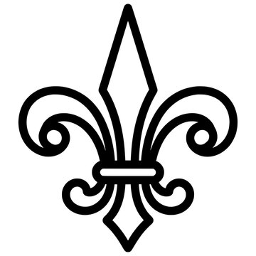 Minimalist flat vector logo design of the classic heraldic Fleur-de-lis symbol (decorative lily flower)