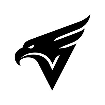 Letter V Eagle Head Logo Vector Illustration