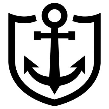 Anchor logo vector illustration with minimalist shield emblem