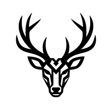 Stag head vector illustration with large geometric antlers