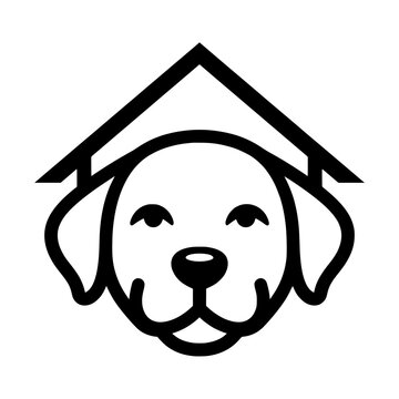 Minimalist Modern Dog Head and House Roof