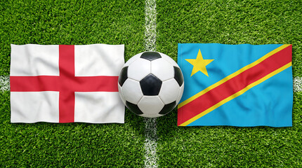 Obraz premium England vs democratic republic of congo soccer match concept with flags