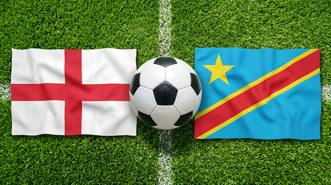 England vs democratic republic of congo soccer match concept with flags