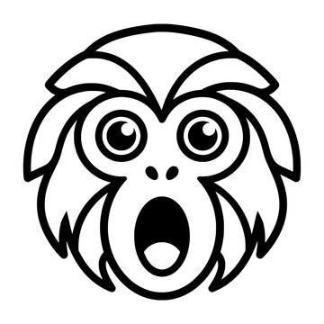 Surprised monkey head logo design in monochrome line art style