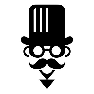 Vintage Gentleman Vector Illustration Top Hat Glasses Mustache Logo