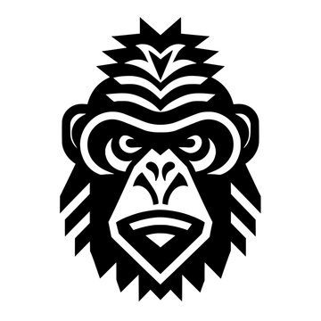 Gorilla Head Vector Illustration  Tribal Mascot Logo