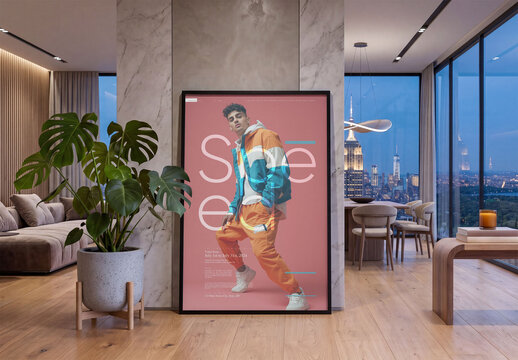 Mockup of Frame in Modern New York Loft 