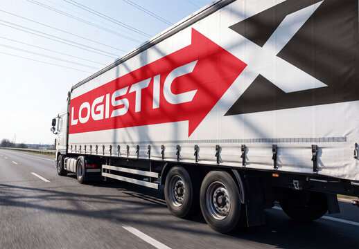 Mockup of Truck on Road 
