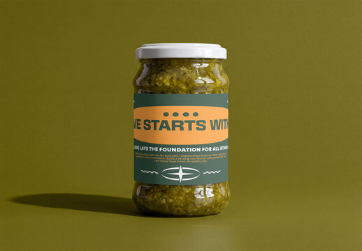 Mockup of label for a glass preserve jar