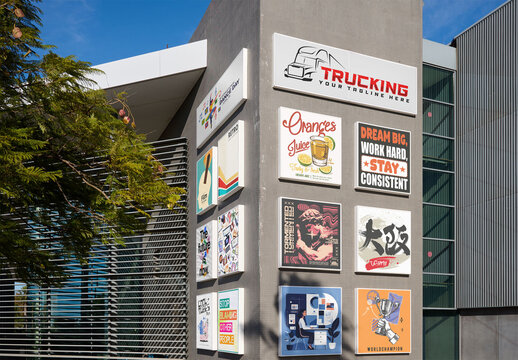 Mockup of signage panels ready for displays