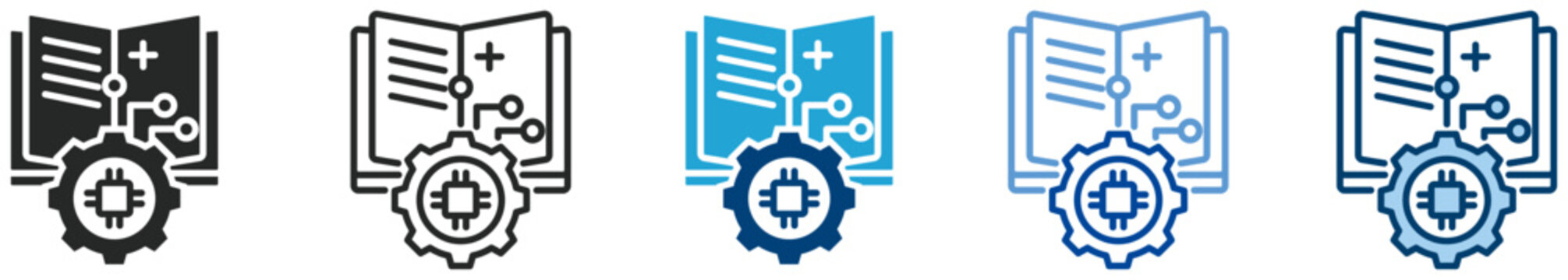 Machine learning icon set multi style icon set collection vector illustration
