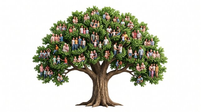 Family Tree Symbol Representing Population Growth Isolated on White Background