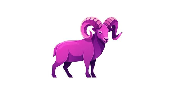 Vibrant purple bighorn sheep ram illustration