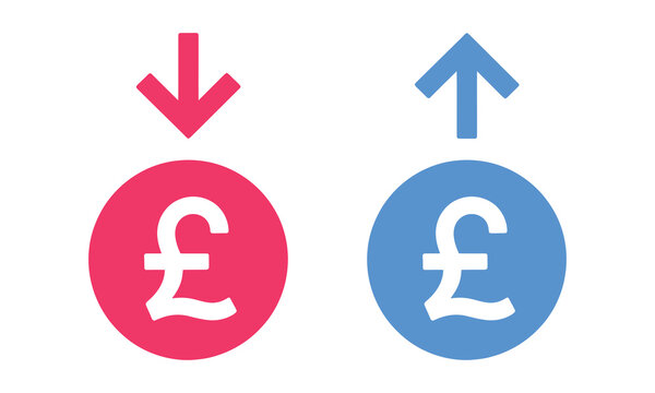 Up and down pound sterling currency arrows icon