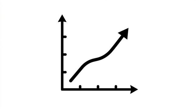 Minimalist upward trending line graph icon illustrating business growth and financial success isolated on a simple white background for digital reports