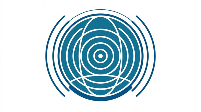 Abstract global communication symbol with concentric ripple waves and geometric circular lines representing digital connectivity