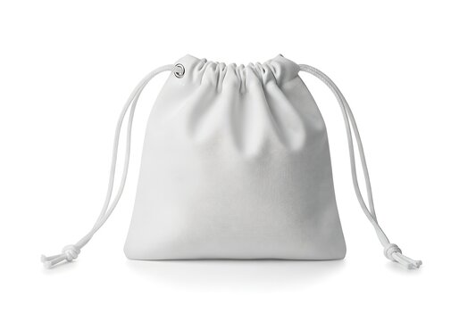 Small white fabric drawstring pouch bag for jewelry or small gift items