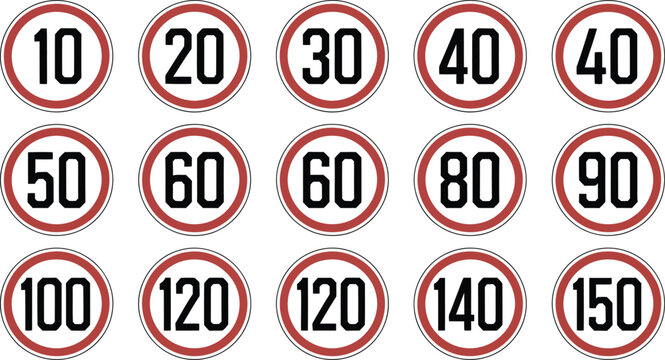 Speed limit signs set