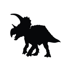 Triceratops dinosaur silhouette, Tyrannosaurus silhouette, T-Rex dinosaur vector illustration, dinosaurs and T-Rex reptiles vector © VectorEliteX