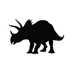 Triceratops dinosaur silhouette, Tyrannosaurus silhouette, T-Rex dinosaur vector illustration, dinosaurs and T-Rex reptiles vector © VectorEliteX