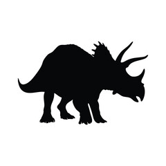 Triceratops dinosaur silhouette, Tyrannosaurus silhouette, T-Rex dinosaur vector illustration, dinosaurs and T-Rex reptiles vector © VectorEliteX
