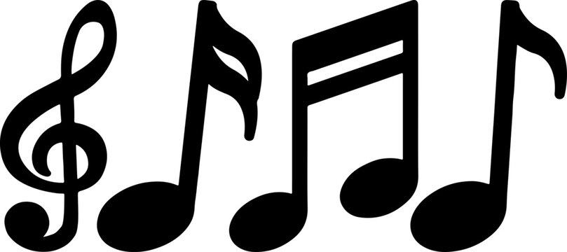 Music Notes and Treble Clef Silhouette svg