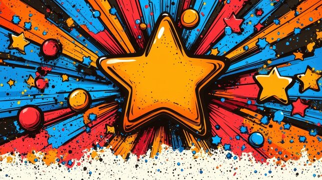 Vibrant Celebratory Background with Bright Stars and Explosive Color Patterns