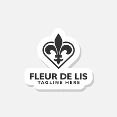 Fleur de lis logo sticker isolated on gray background © sljubisa