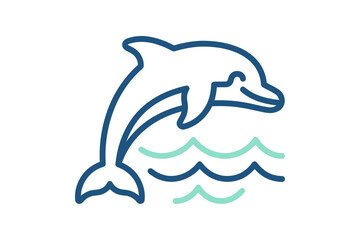 Naklejka premium Jumping Dolphin Outline Icon
