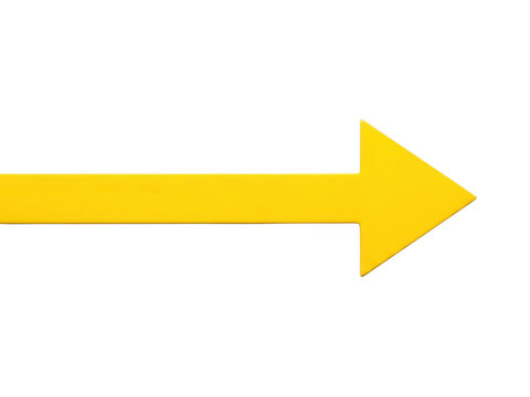 Simple yellow arrow pointing to the right isolated on a white background