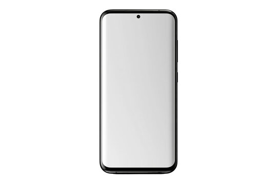 Smartphone with blank screen on transparent background