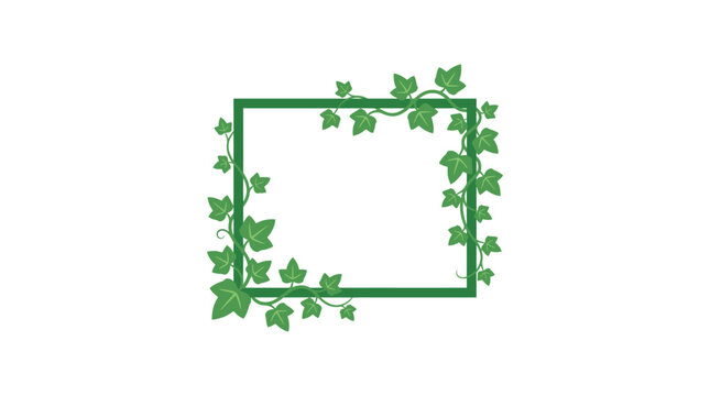 Green Ivy Leaf Frame Border Design Element.