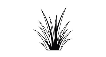 Grass Silhouette On White Background Minimalist Botanical Illustration © Nasima