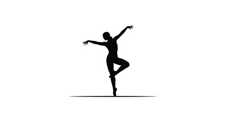 Ballerina Silhouette Against White Background Dynamic Dance Pose © Nasima