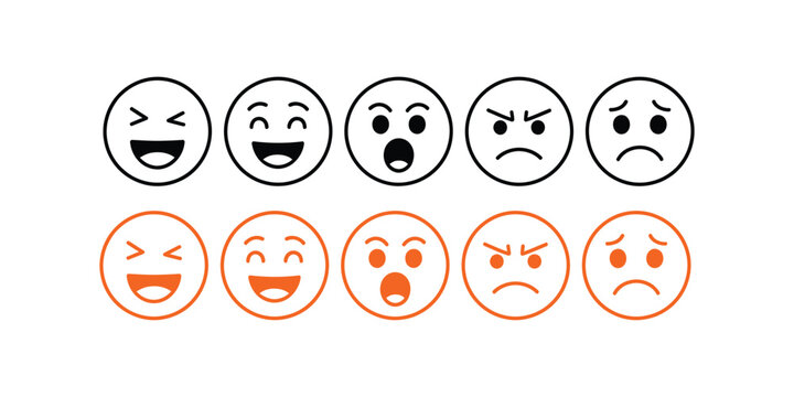 Various emoticon faces with different expressions
