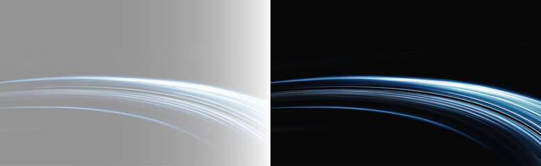 Deep space horizon line overlay, minimal anamorphic neon streak template, saturn ring graphic asset, futuristic orbital line pattern banner on transparant and dark background © Aura Canvas